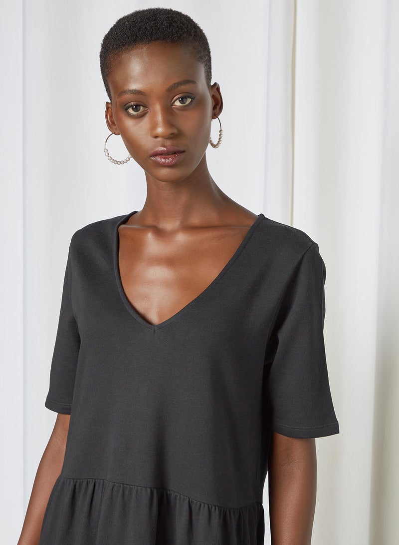 NOISY MAY Organic Cotton V-Neck Dress Black - Image 3