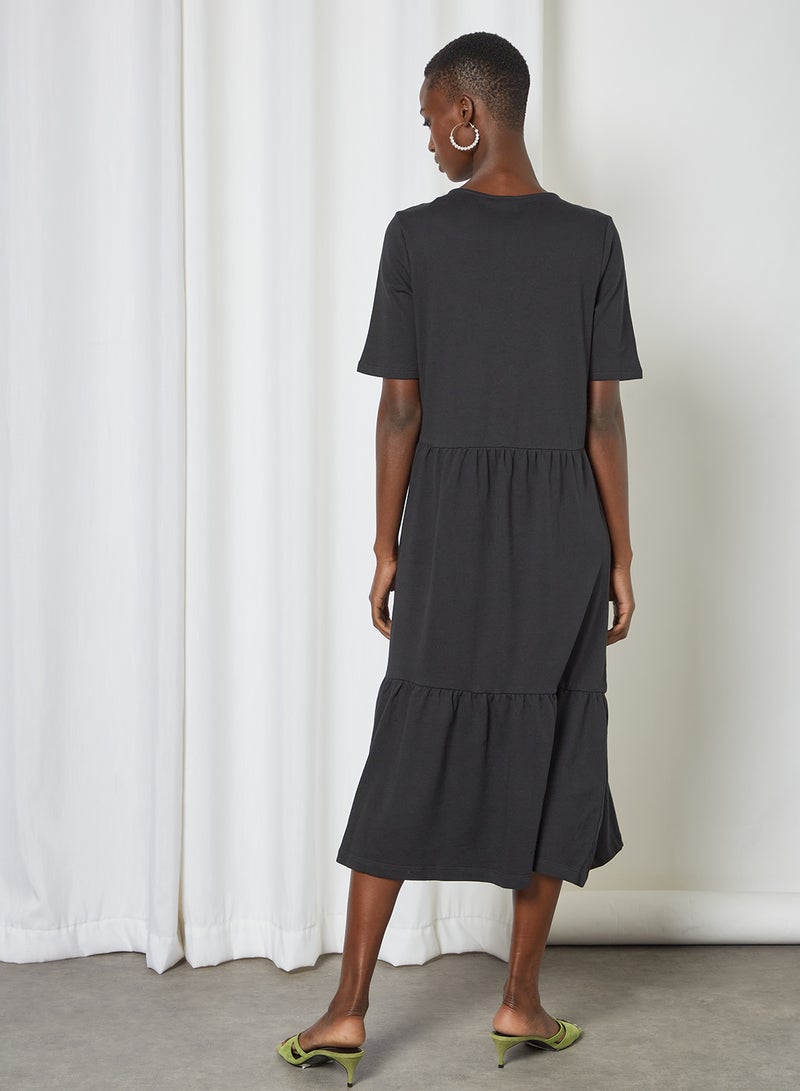 NOISY MAY Organic Cotton V-Neck Dress Black - Image 4