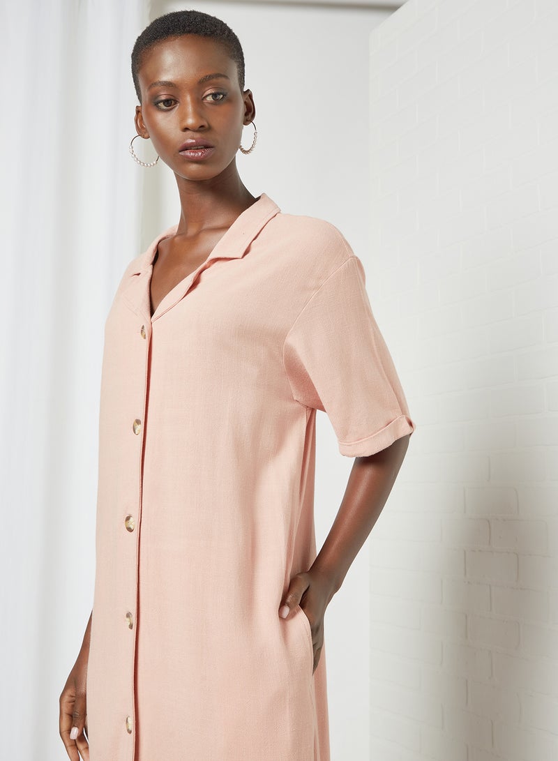 Button Down Midi Dress Pink