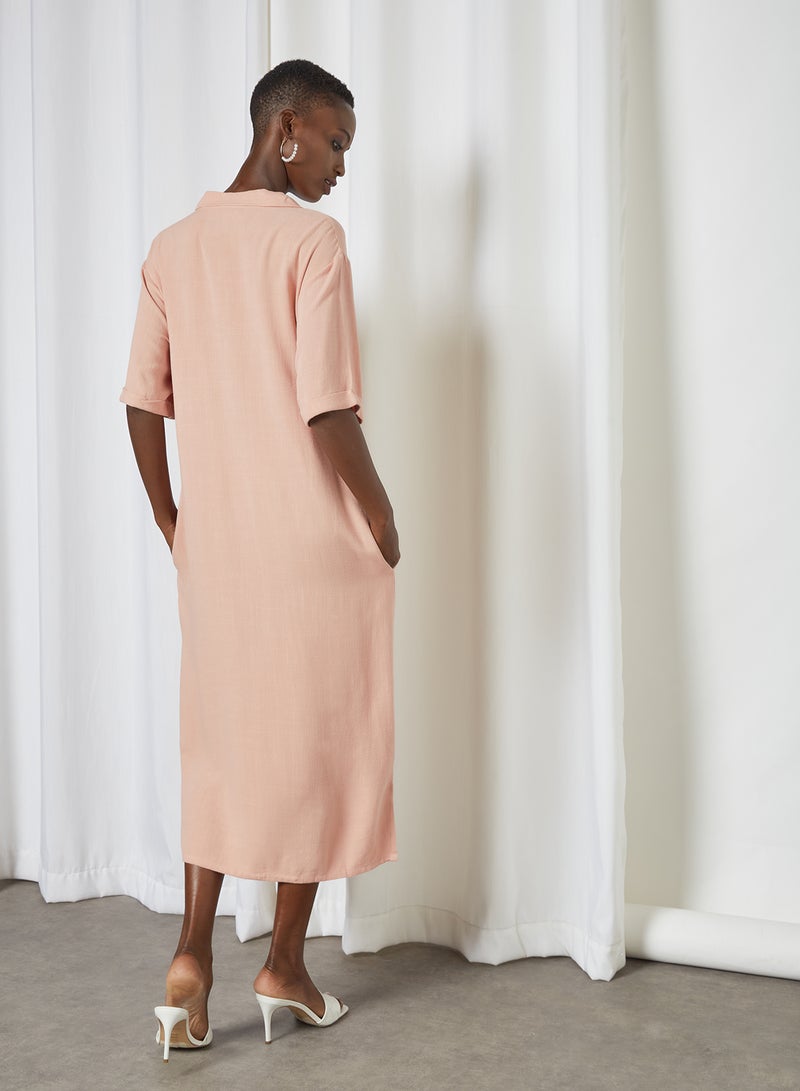 Button Down Midi Dress Pink