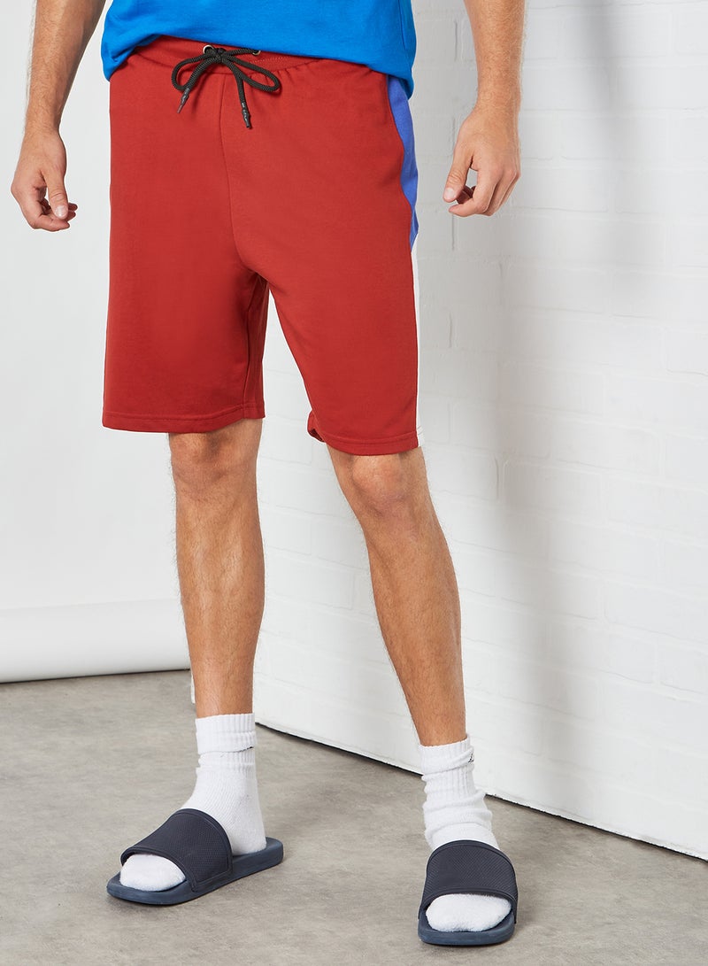 ABOF - Contrast Stripe Detail Elastic Waistband Drawstring Shorts Apple Red - Image 1