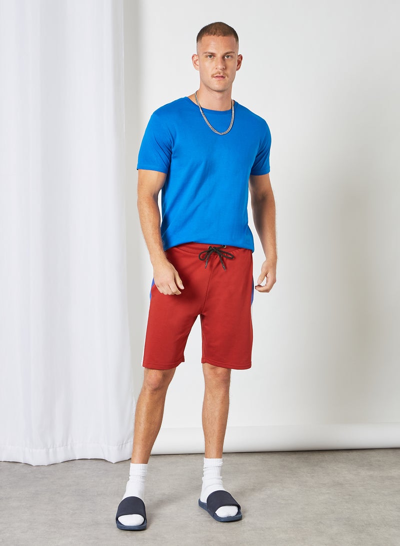 ABOF - Contrast Stripe Detail Elastic Waistband Drawstring Shorts Apple Red - Image 1