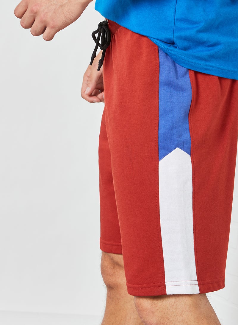 ABOF - Contrast Stripe Detail Elastic Waistband Drawstring Shorts Apple Red - Image 1