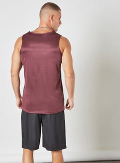 ABOF Basic Regular Fit Round Neck NY Sport Printed Vest Windsor Wine/White  - Image 2