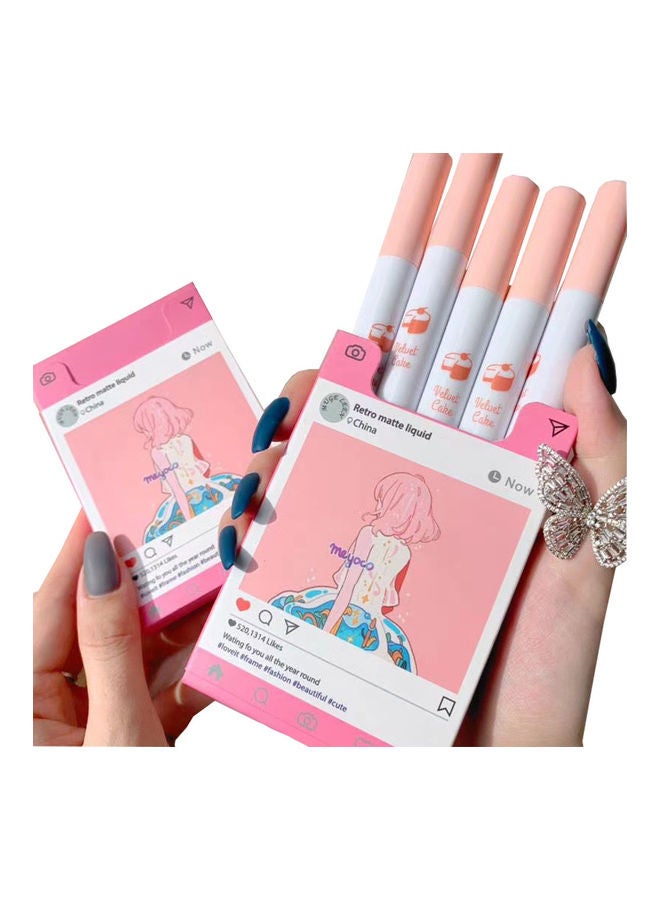 فليلي مجموعة ملمع شفاه سائل غير لامع من 5 قطع وردي - Image 1