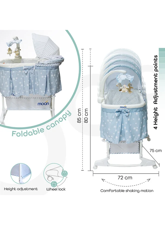 Moon 4-In-1 Convertible Soffy Baby Craddle Blue