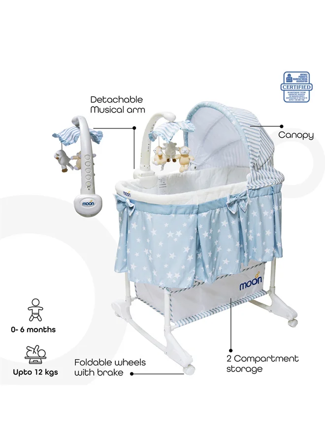 Moon 4-In-1 Convertible Soffy Baby Craddle Blue