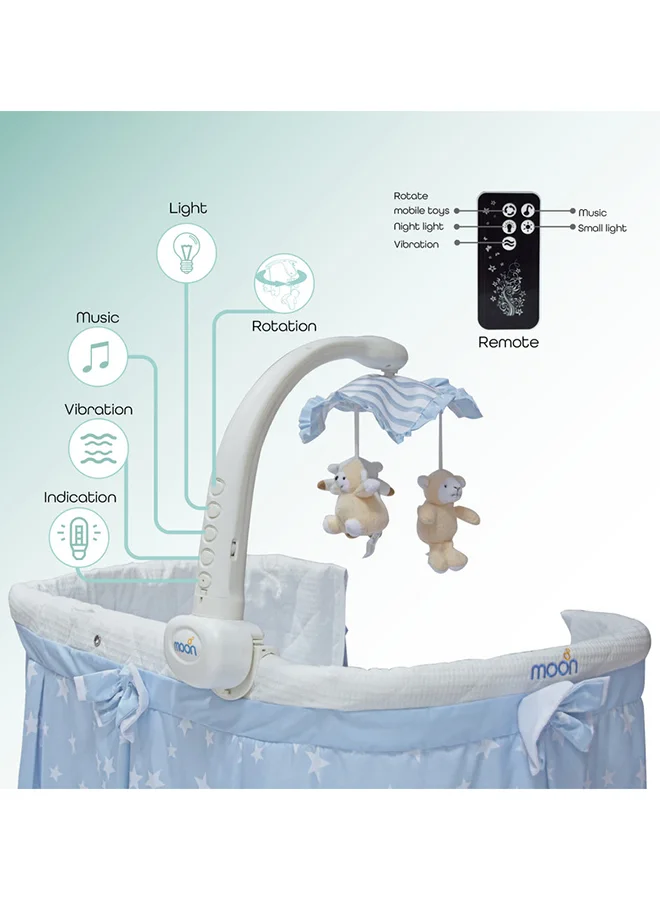 Moon 4-In-1 Convertible Soffy Baby Craddle Blue