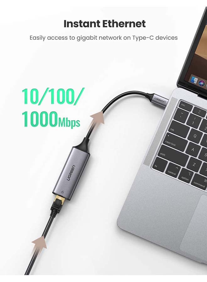 يو جرين - محول للتحويل من منفذ USB-C إلى منفذ إيثرنت بسرغة جيجابت رمادي - Image 1