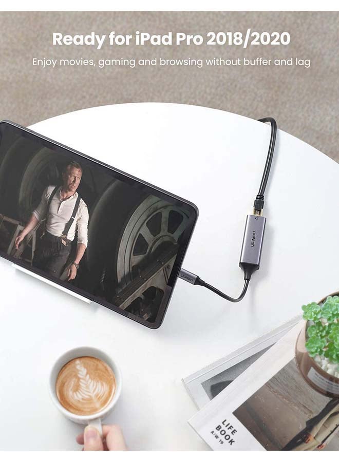 يو جرين - محول للتحويل من منفذ USB-C إلى منفذ إيثرنت بسرغة جيجابت رمادي - Image 1