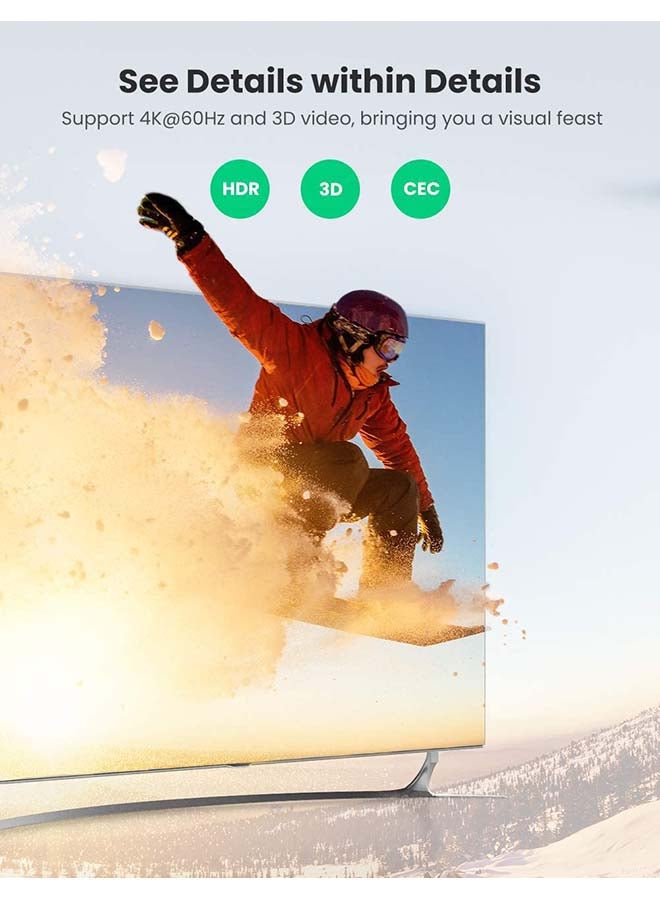 يو جرين - محول HDMI خارجي 2 في 1 يدعم دقة 4K عند 60 هرتز وتقنية HDR و3D وHDCP لأجهزة تي في بوكس وبلايستيشن 4 وإكس بوكس واللابتوب وجهاز البروجيكتور HDTV لجهاز الكمبيوتر وأجهزة العرض وما إلى ذلك أسود - Image 1