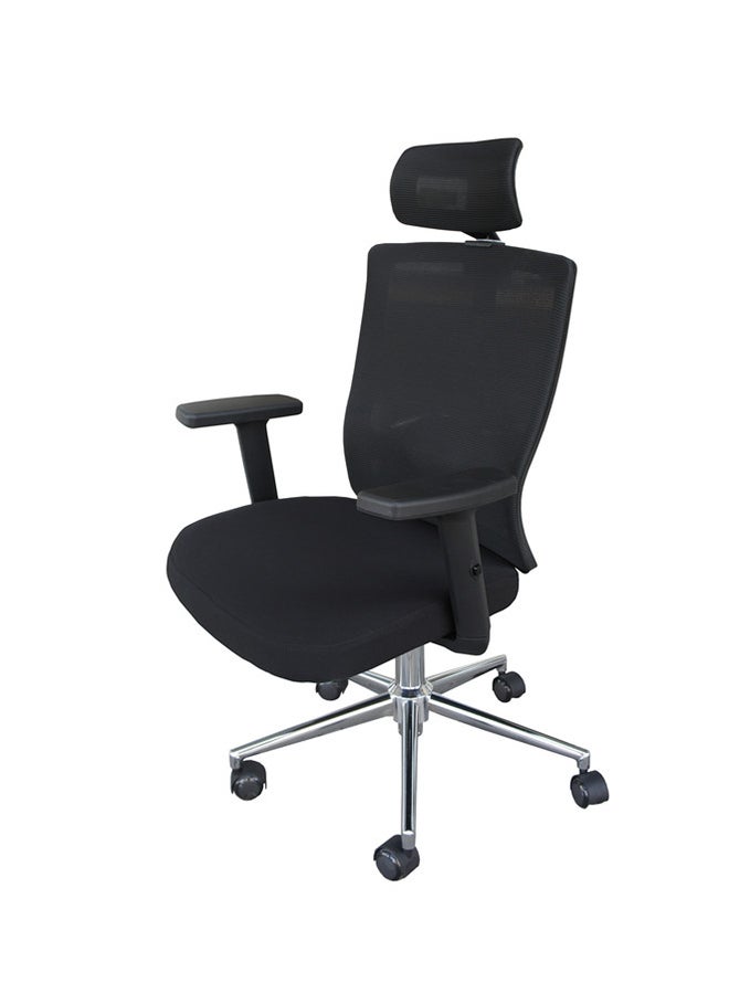 ماهاماي كرسي بظهر مرتفع سليك لاين أسود/فضي 48x108x48سم - Image 1