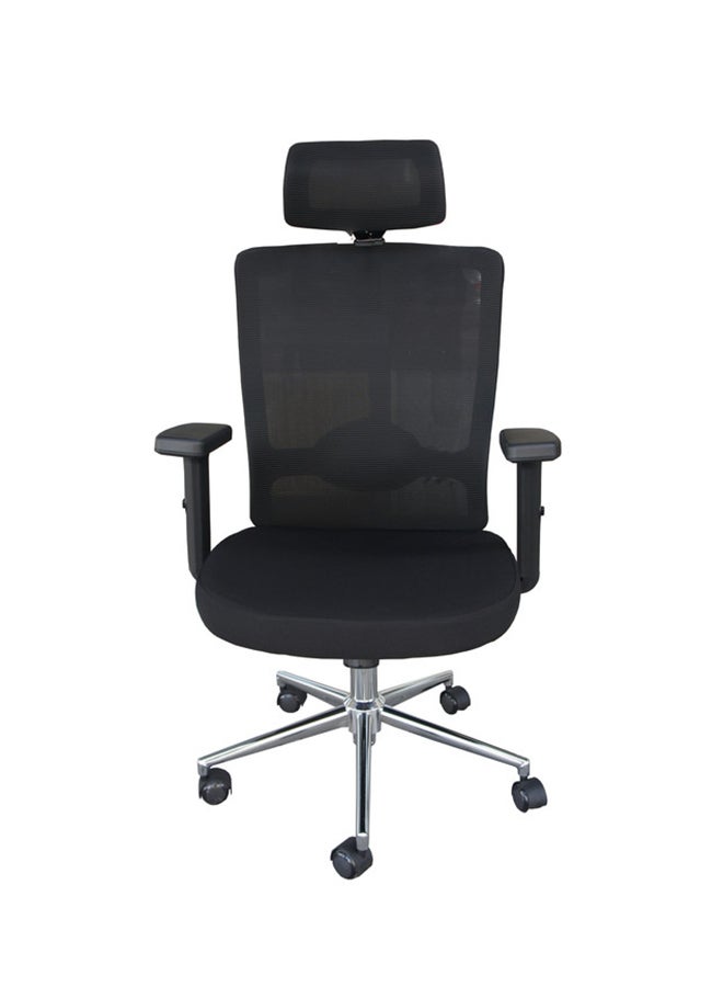 ماهاماي كرسي بظهر مرتفع سليك لاين أسود/فضي 48x108x48سم - Image 2