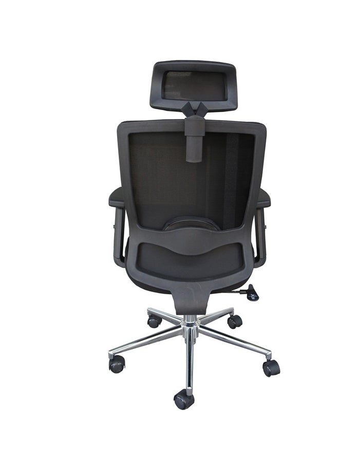 ماهاماي كرسي بظهر مرتفع سليك لاين أسود/فضي 48x108x48سم - Image 3