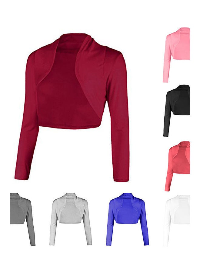 Solid Color Long Sleeve Women's Shrugs Short Coat Slim Fit Small Cardigan Top Pink - Image 2