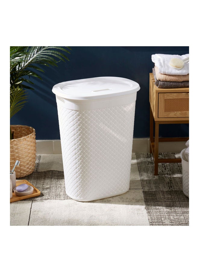 Home Box Tidy Laundry Hamper with Lid White 60 x 46cm  - Image 1
