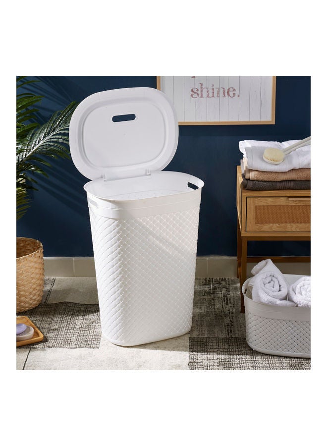 Home Box Tidy Laundry Hamper with Lid White 60 x 46cm  - Image 2