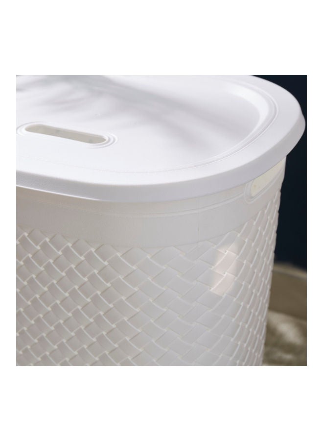 Home Box Tidy Laundry Hamper with Lid White 60 x 46cm  - Image 3