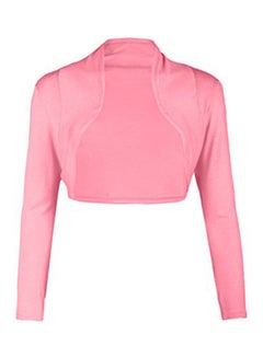 Solid Color Long Sleeve Women's Shrugs Short Coat Slim Fit Small Cardigan Top Pink