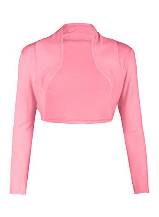 Generic - Solid Color Long Sleeve Women's Shrugs Short Coat Slim Fit Small Cardigan Top Pink - Image 1