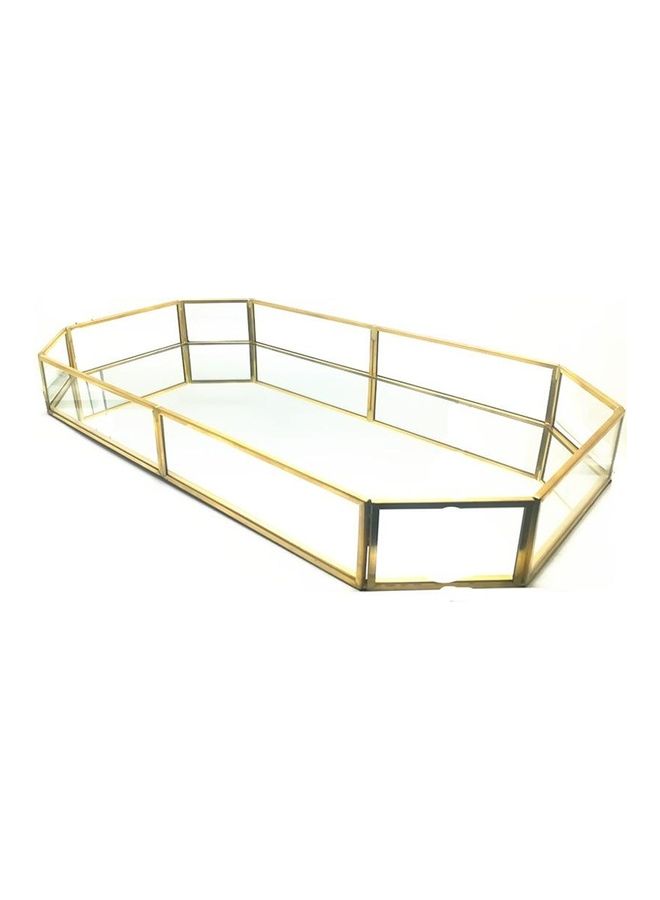 East Lady 3-Piece Metal and Glass Serving Tray Golden/Clear 42 x 23 x 5cm  - Image 3
