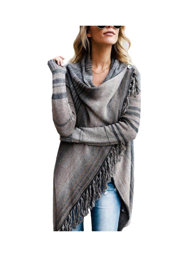 Fashionable Long Sleeve Coat Grey/Black  - Image 1