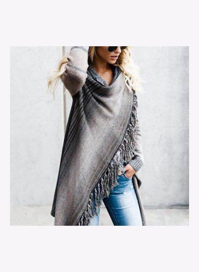 Fashionable Long Sleeve Coat Grey/Black  - Image 3