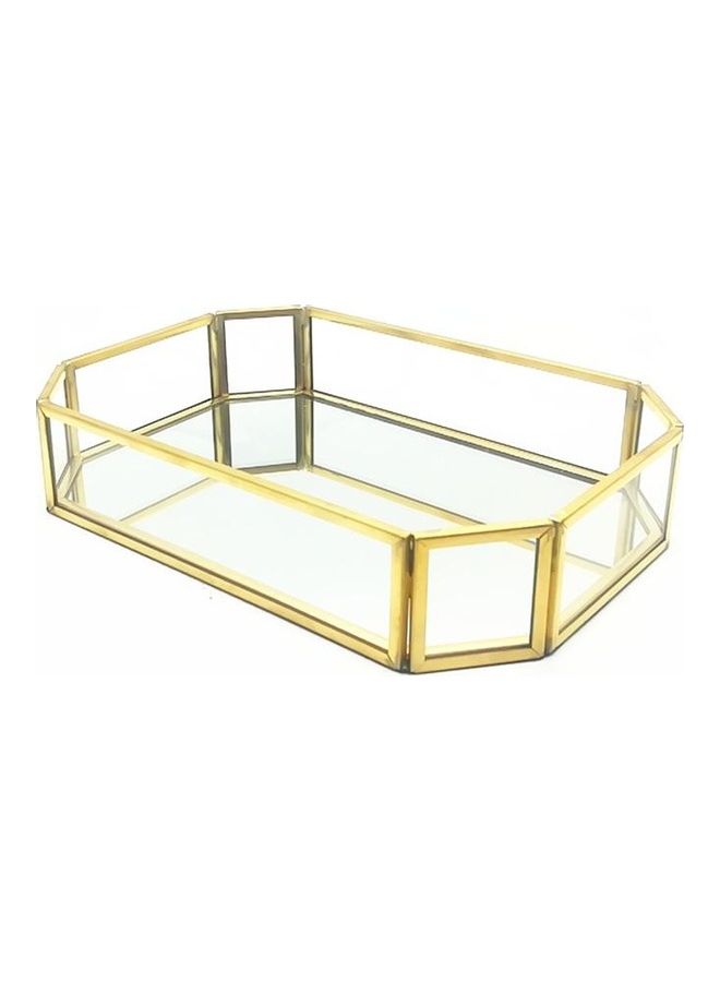 إيست ليدي صينية تقديم صغيرة وأنيقة من المعدن والزجاج ذهبي/شفاف 20 x 14 x 5سم  - Image 2