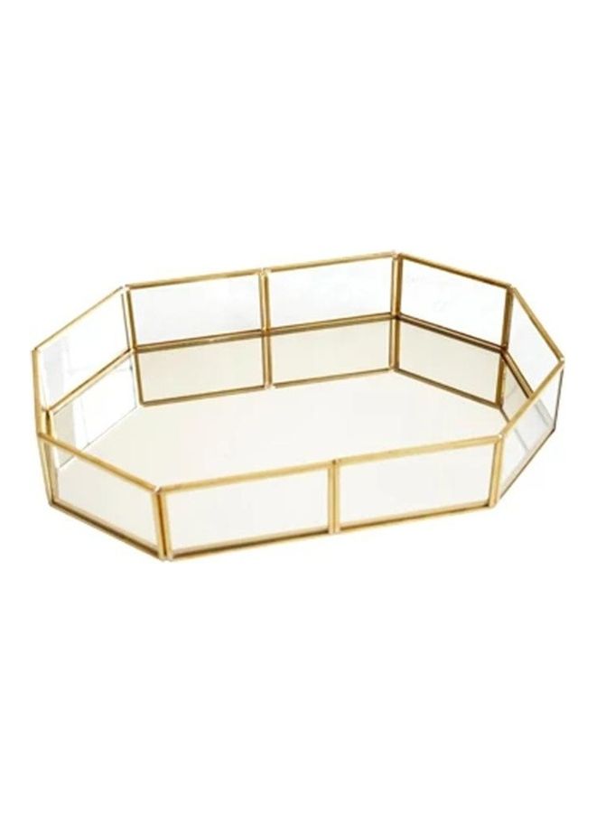 إيست ليدي صينية تقديم صغيرة وأنيقة من المعدن والزجاج ذهبي/شفاف 20 x 14 x 5سم  - Image 1