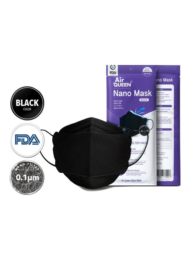 Air QUEEN 5-Pack Nano Filter Face Mask With One Time Usage Hand Sanitizer Black  - Image 3