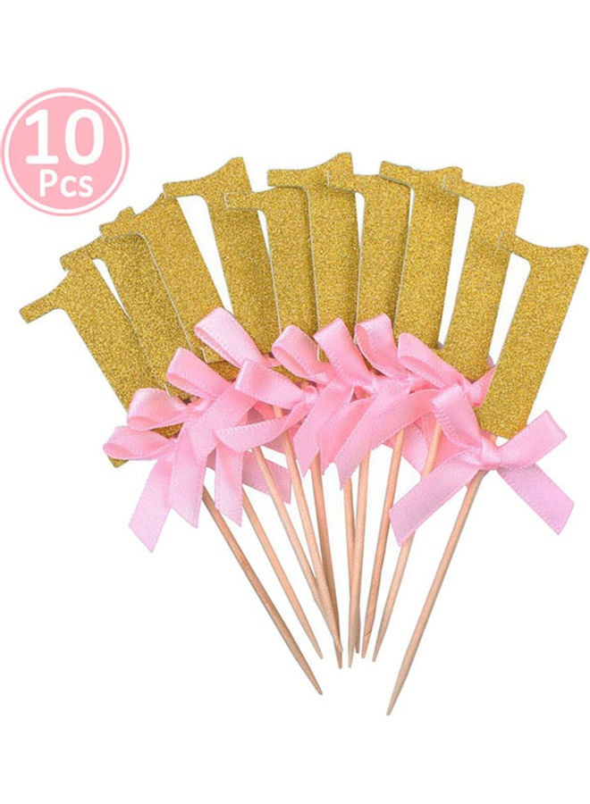 10-Piece Number 1 Glitter Cake Topper 
