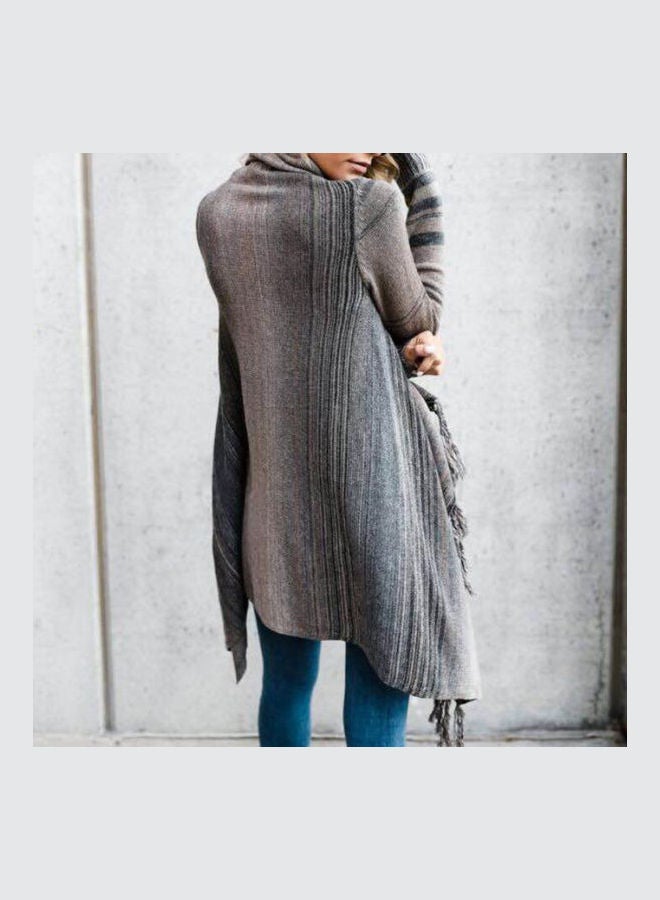 Fashionable Long Sleeve Coat Grey/Black  - Image 2
