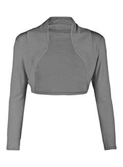 Solid Color Long Sleeve Women's Shrugs Short Coat Slim Fit Small Cardigan Top Dark Gray