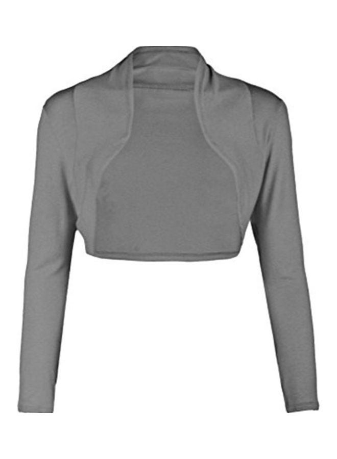 Generic - Solid Color Long Sleeve Women's Shrugs Short Coat Slim Fit Small Cardigan Top Dark Gray - Image 1