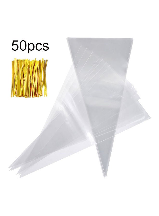50-Piece Clear Cone Treat Food Pouch 