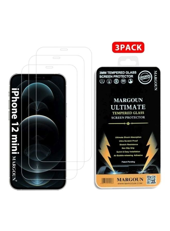 MARGOUN 3-Piece Protective Screen Glass for Apple iPhone 12 Mini Clear - Image 3