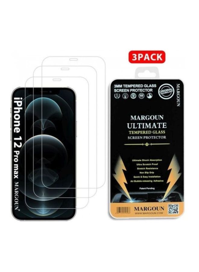 MARGOUN 3-Piece Protective Screen Glass for Apple iPhone 12 Pro Max Clear - Image 3