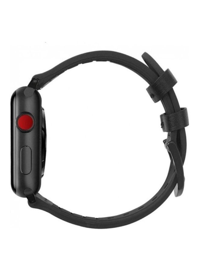 MARGOUN Replacement Buckle Leather Band For Apple Watch SE Series 42/44mm Black - Image 3