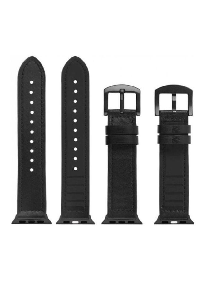 MARGOUN Replacement Buckle Leather Band For Apple Watch SE Series 42/44mm Black - Image 4