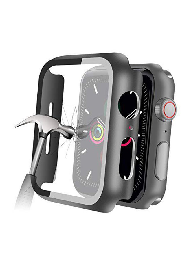 Techshare - Protective Case With Tempered Glass Screen Protector For Apple Watch Series 4/5/6 40mm Black - Image 1