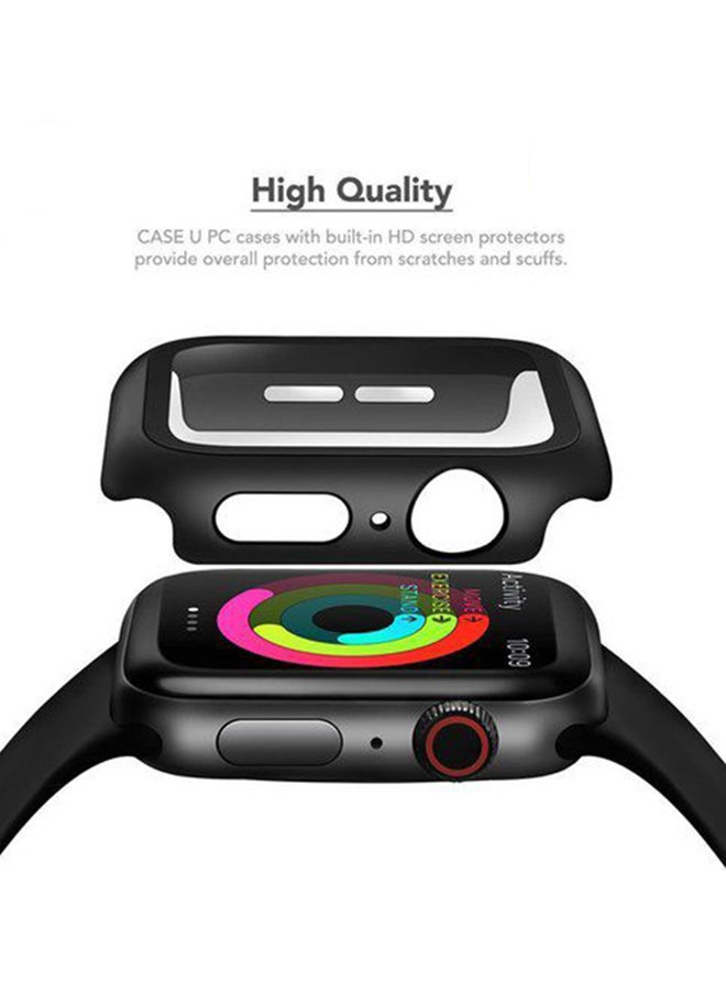 Techshare - Protective Case With Tempered Glass Screen Protector For Apple Watch Series 4/5/6 40mm Black - Image 1