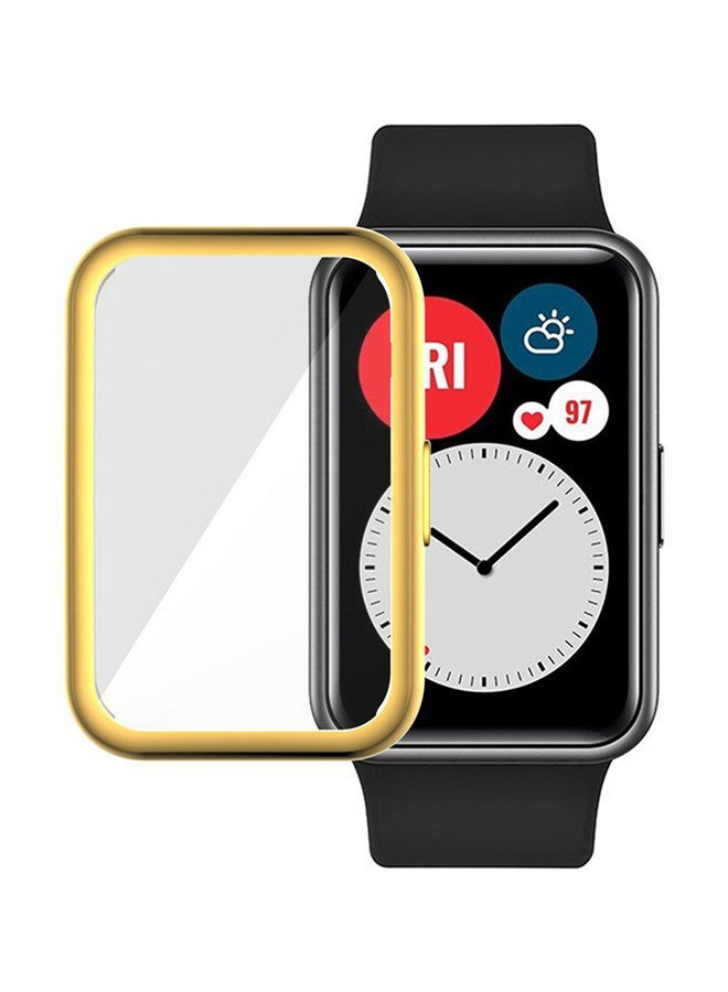 Techshare 3-Piece Protective Case For Huawei Watch Fit Clear/Black/Gold  - Image 4