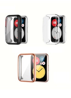 Techshare 3-Piece Protective Case For Huawei Watch Fit Clear/Black/Bronze  - Image 1