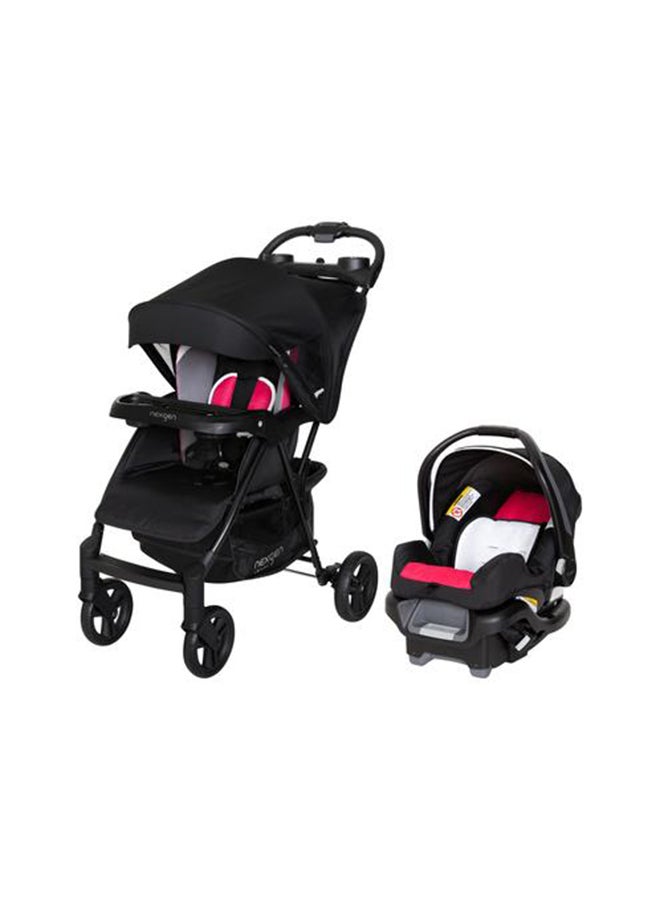 babytrend Ride N' Roll Travel System - Electric Pink  - Image 1