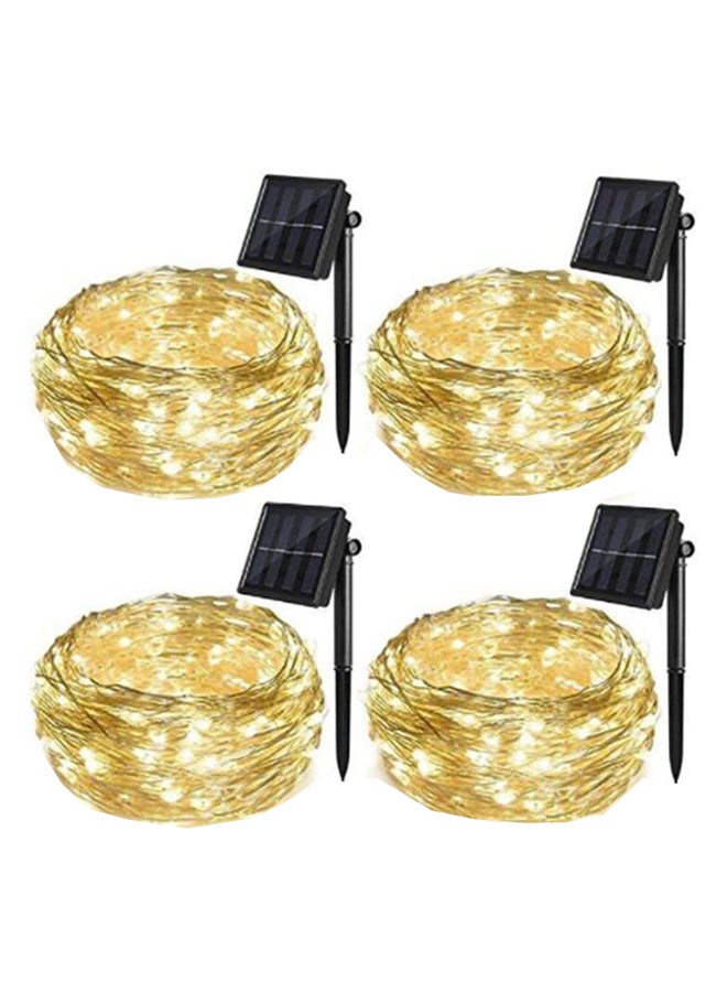 بيوينتي شريط إضاءة LED من 100 مصباح يعمل بالطاقة الشمسية (حزمة من 4 قطع) أصفر 17x46سم - Image 1