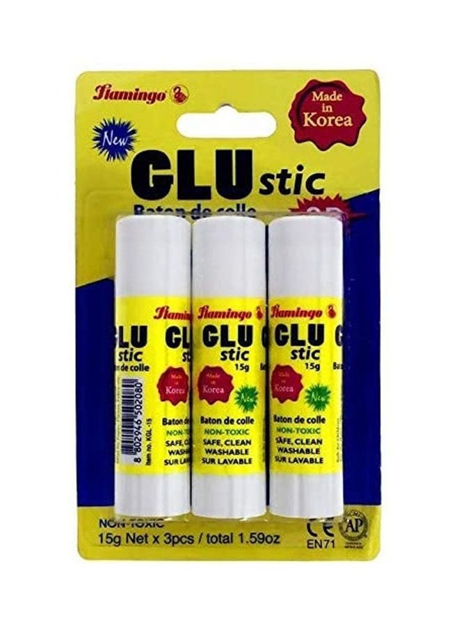 Flamingo 3-Piece Non-Toxic High Viscosity Glue Stick White - Image 1