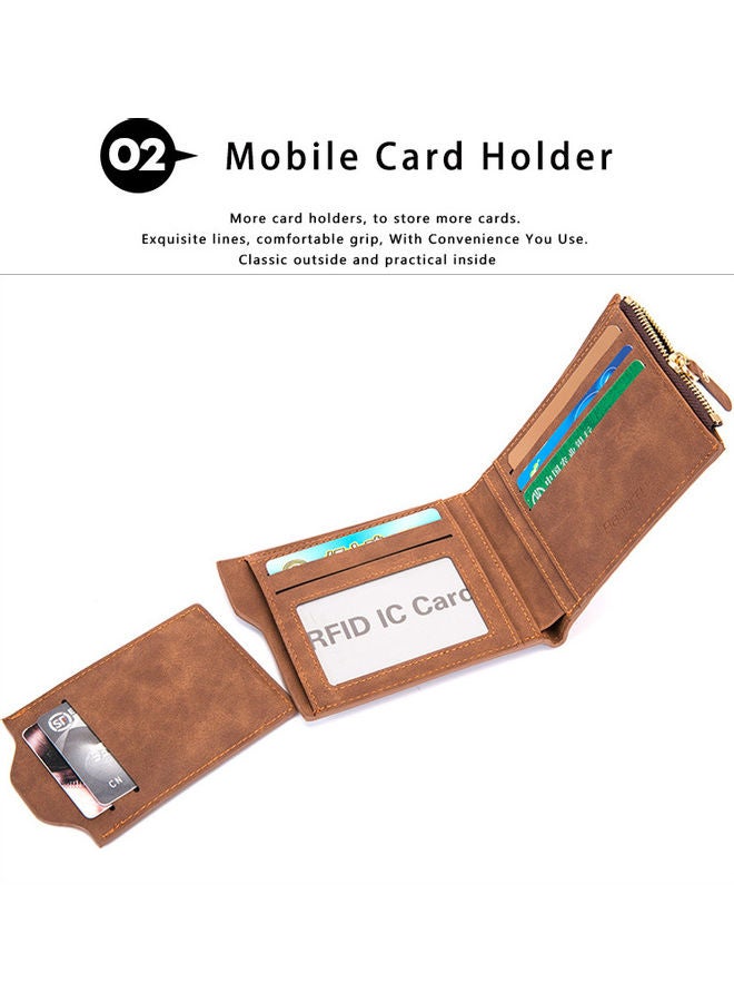 XiuWoo - Leather Bi-Fold Wallet Brown - Image 1