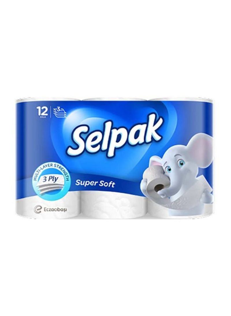 Selpak - Super Soft Embossed Toilet Paper 140 Sheets X 3Ply, 12 Rolls - Image 1