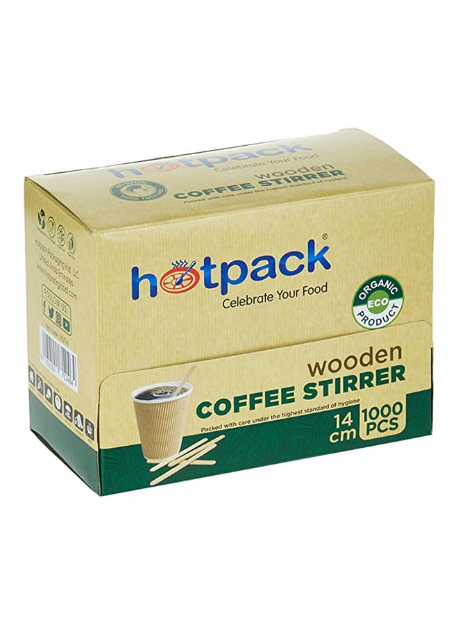 Hotpack 1000-Piece Wooden Coffee Stirrer Set Beige 14cm  - Image 1