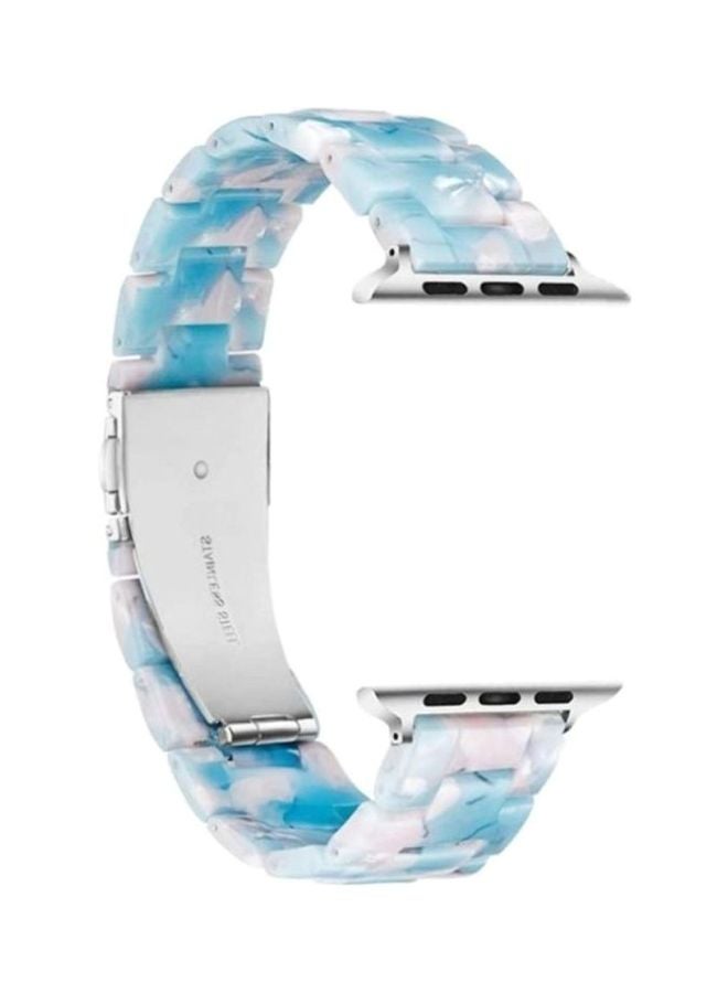 MARGOUN - Marble Resin Bracelet Band For Apple Watch SE Series 42/44mm Blue/White - Image 1